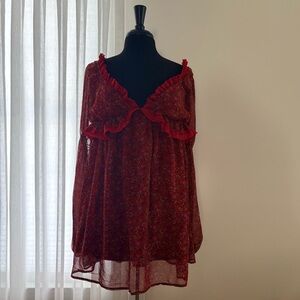 Free People Penny Printed Babydoll Mini Dress
